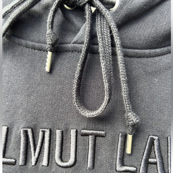 Helmut Lang Hoodie Women’s Size XS Black Sweatshirt Drawstring Logo - Picture 7 of 8